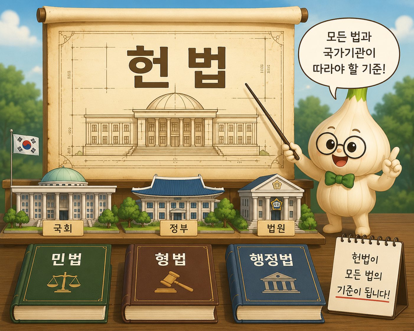 헌법이 모든 법과 국가기관의 기준임을 설명하는 인포그래픽
