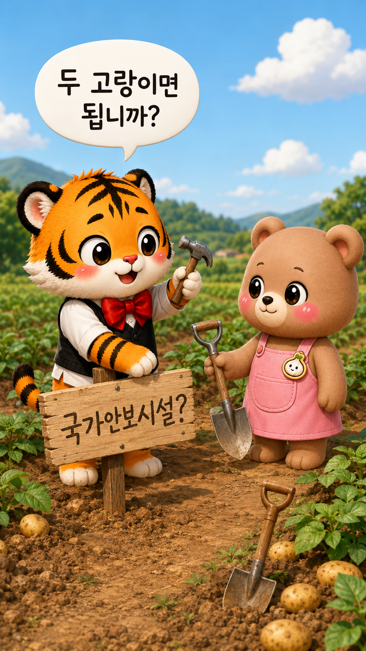 자신의 감자밭을 국가안보시설이라고 착각하는 범이