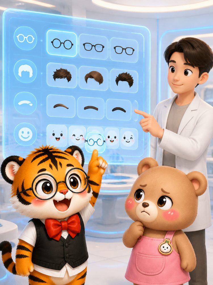 AI 캐릭터 안경과 인상 선택
