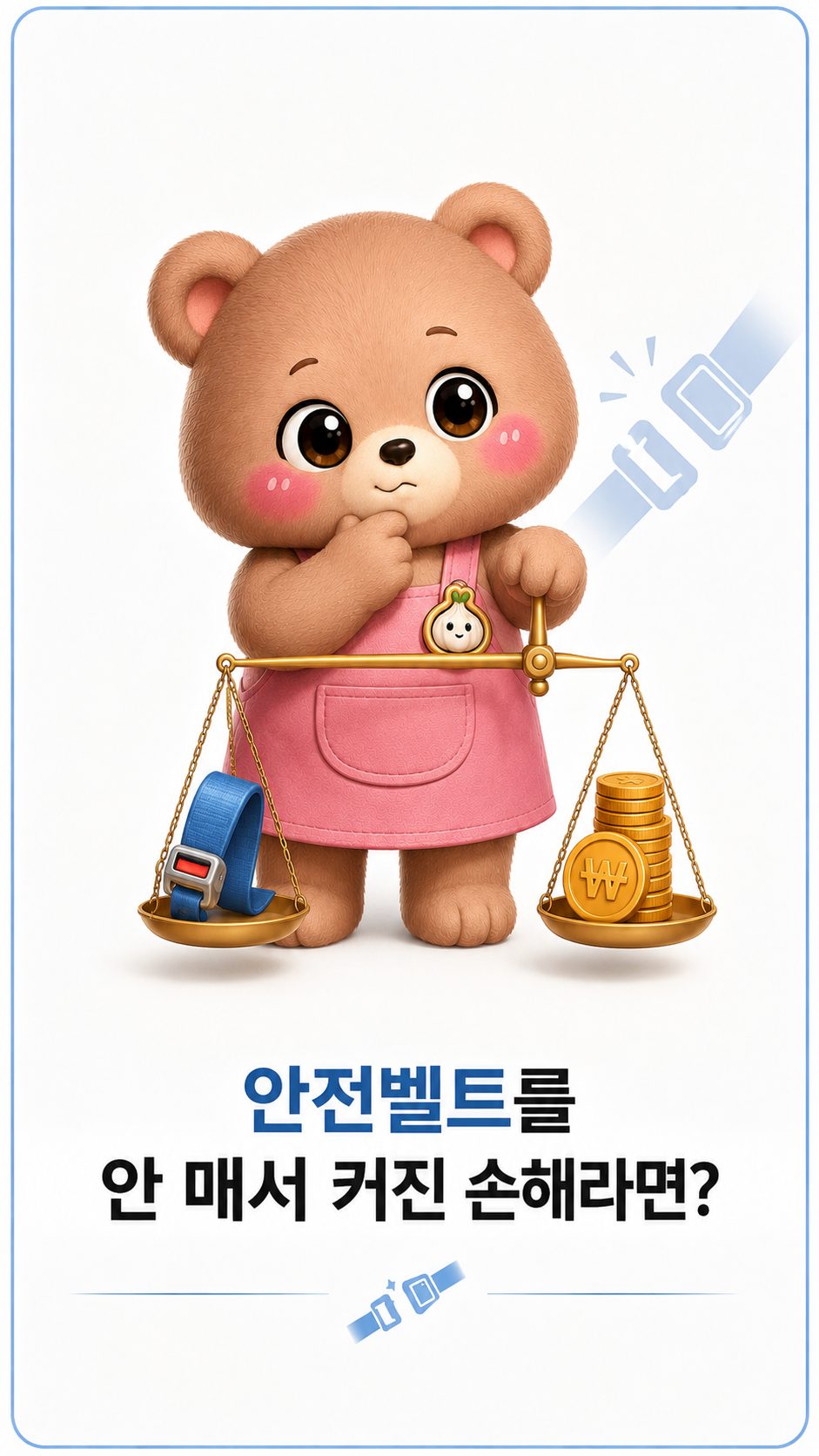 안전벨트 미착용으로 확대된 손해를 저울에 올려 생각하는 웅녀