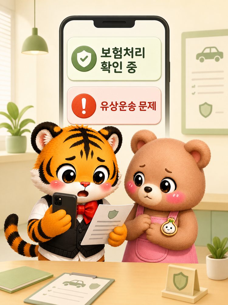 유상운송 문제로 보험처리가 막힌 장면
