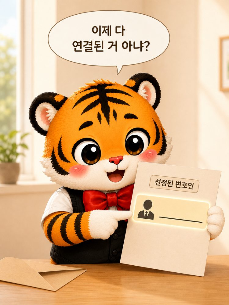 범이가 선정된 변호인 이름을 보며 모든 것이 연결됐다고 생각하는 장면