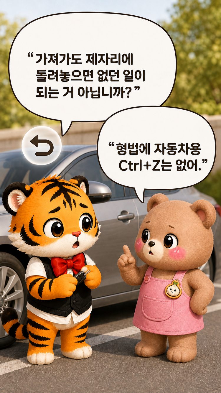 자동차용 Ctrl Z는 없다고 설명하는 장면