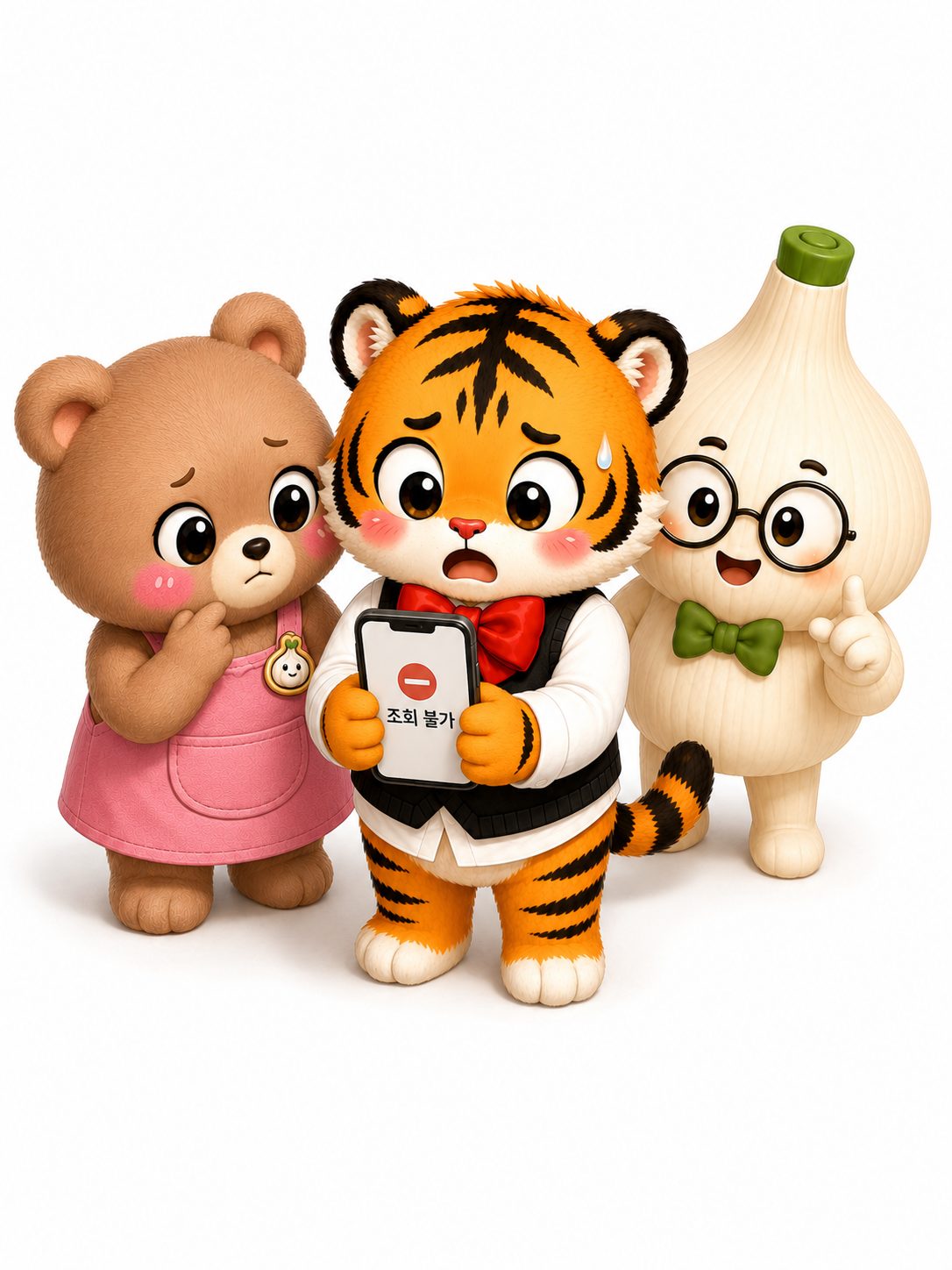 조회 불가 스마트폰을 보는 범이와 웅녀, 마르